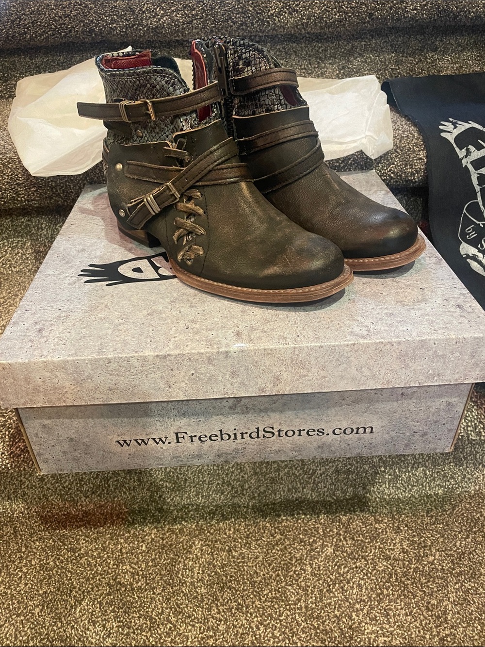 Freebird by Steven Belfast Leather Strap Ankle Boots